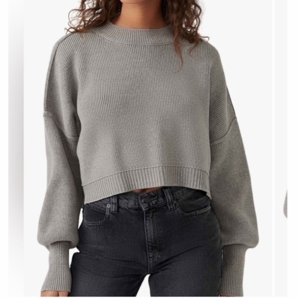 Free People • Easy Street Cropped Sweater Gray S